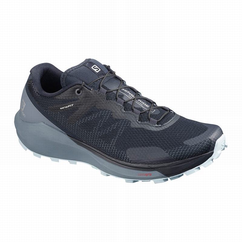 Salomon Israel SENSE RIDE 3 W - Womens Trail Running Shoes - Navy/Grey (MPZH-07149)